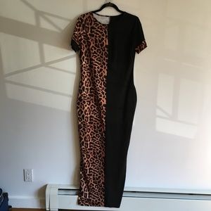 Half Leopard & Black Print Dress